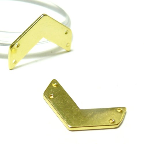 Ps11089789 pax 10 pendentifs, breloque connecteur chevron double trou 21mm metal couleur dore