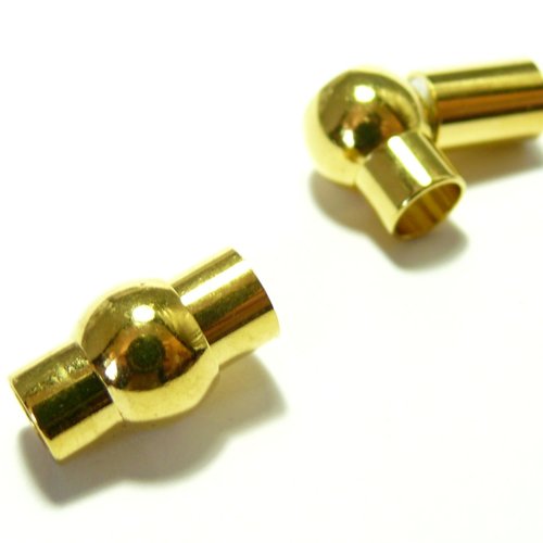 H2306 pax 5 sets de fermoirs magnetiques colonnes cylindres couleur doré 6mm