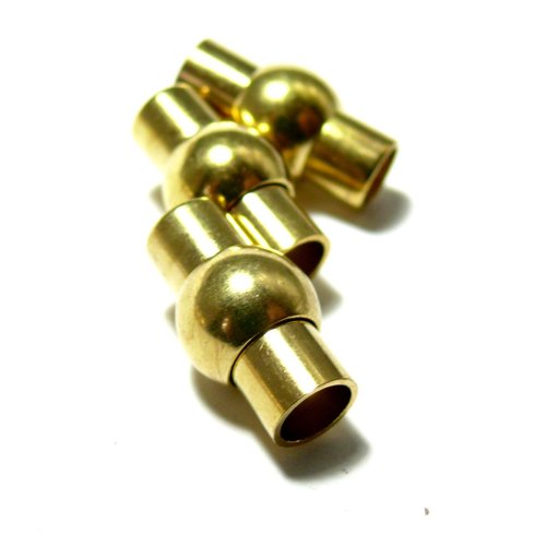 H2304 pax 10 sets de fermoirs magnetiques colonnes cylindres couleur doré 4mm