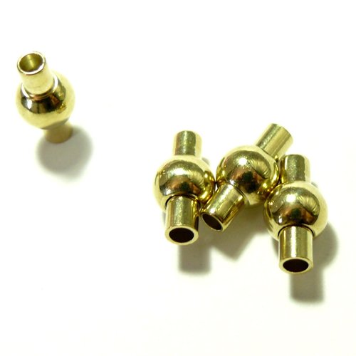 H2303 pax 10 sets de fermoirs magnetiques colonnes cylindres couleur doré 3mm