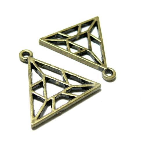 S11124112 pax 5 pendentifs triangle, triangulaire 24mm couleur bronze