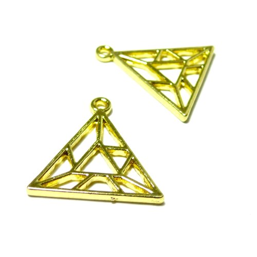 S11120546 pax 5 pendentifs triangle, triangulaire 24mm couleur doré