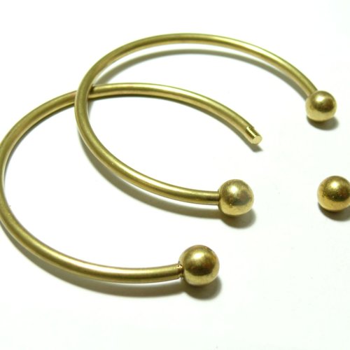 H21960 lot de 2 supports bracelets jonc avec perles à vis metal couleur bronze doré qualité laiton
