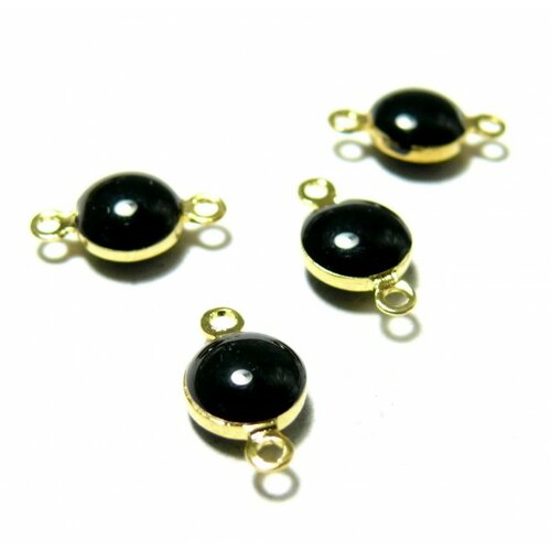 150717113850 pax 10 pendentifs connecteur cercle resine style emaille noir couleur no1 sur metal doré qualité laiton