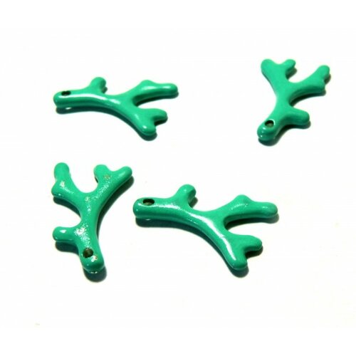 Ps110109991 pax 4 breloque pendentifs corail 25mm metal couleur vert