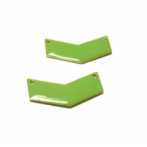 S11108805 pax 5 connecteurs résine style emaillés biface forme v chevron couleur vert 30mm