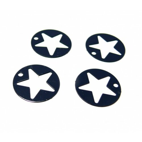 Ac119915 lot de 4 estampes rondes étoile perforée 18mm couleur gris bleu