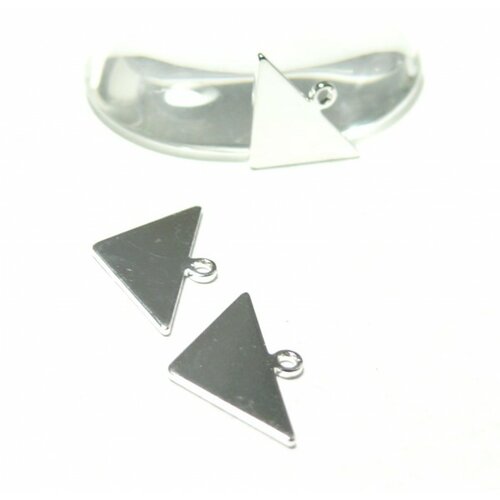 170929160454 pax 10 pendentifs triangle qualité laiton couleur argent vif