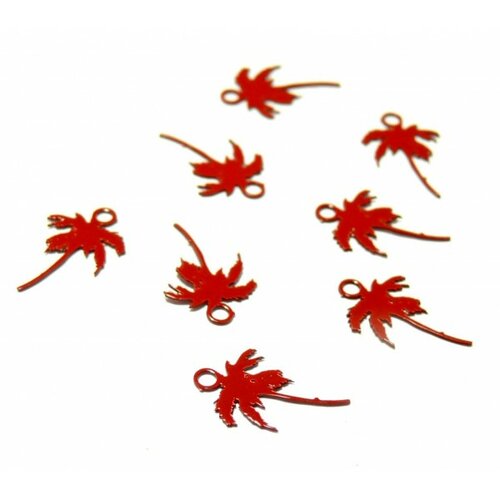 Ae119109 lot 6 estampes pendentif filigrane palmier couleur rouge de 7 par 12mm