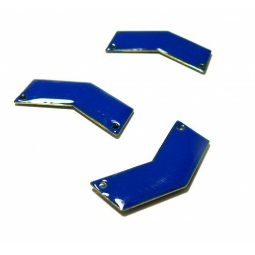 S11108799 pax 5 connecteurs résine style emaillés biface forme v chevron couleur bleu nuit 30mm