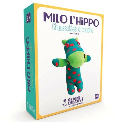 Milo l'hippo chaussette à coudre sock craft kit graine créative dtm ref 750505