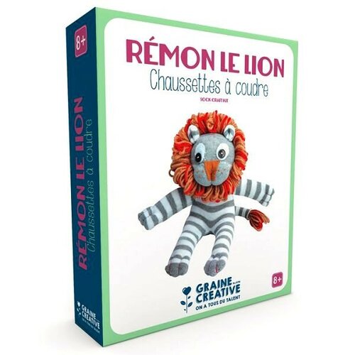 Rémon le lion chaussette à coudre sock craft kit graine créative dtm ref 750503