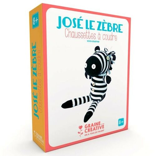 José le zèbre chaussette à coudre sock craft kit graine créative dtm ref 750501