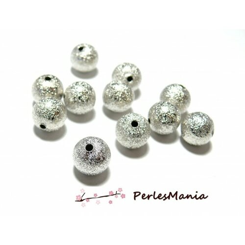 H11226 pax 20 perles intercalaires poussières d'étoiles 10mm métal couleur argent platine