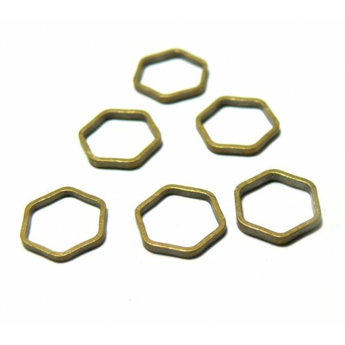 H1133 pax 100 pendentifs connecteur hexagone 9mm métal couleur bronze