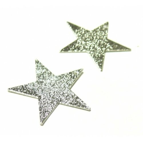 Ps110107440 pax 5 pendentifs breloques étoile stardust 22mm metal couleur argent platine