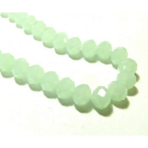 1 fil d'environ 72 perles à facettes rondelles en verre 8 par 10mm vert pastel laiteux 2j1109