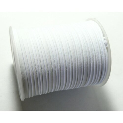 H11301 lot de 2 mètres élastique 5 par 3 mm blanc pour création collier, headband...