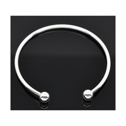 Ps1106982 1 support bracelets jonc avec perles à vis metal couleur argent vif qualité cuivre