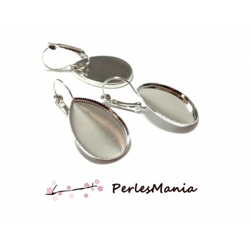 Bn1136363pp pax 20 pièces boucle d'oreille dormeuse plateau forme goutte 13 par 18mm couleur argent platine qualité laiton