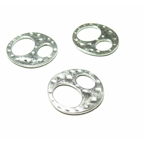 H1197av pax 20 pendentifs martelé 25mm en metal couleur argent vif