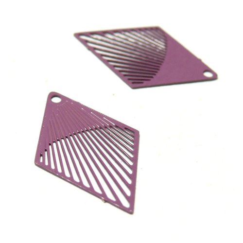 Ae116431 lot de 10 estampes pendentif filigrane petit losange violet 20 par 18mm