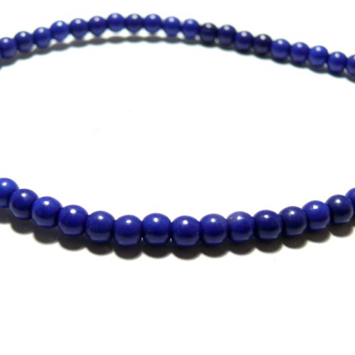 Hg106402n 1 fil de 110 perles turquoise reconstituée howlite couleur bleu 4mm