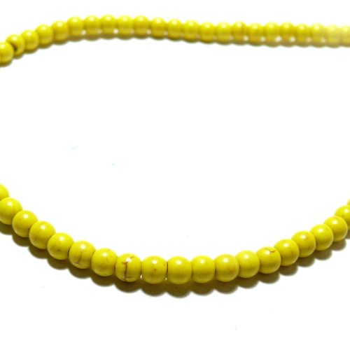 Hg106402i 1 fil de 110 perles turquoise reconstituée howlite couleur jaune 4mm