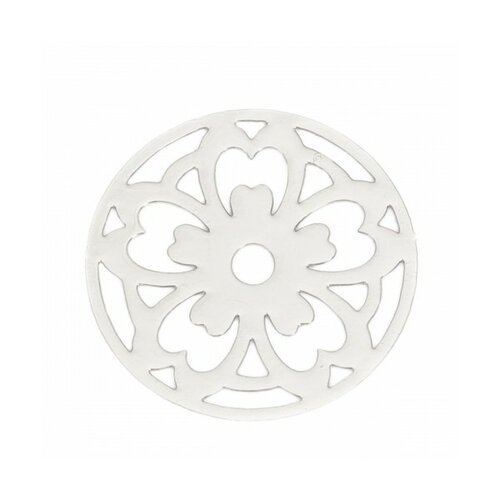 S11131887 pax 10 estampes pendentif fleur dans cercle 22mm métal couleur argent platine