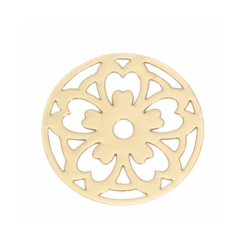 S11131888 pax 10 estampes pendentif fleur dans cercle 22mm métal couleur doré