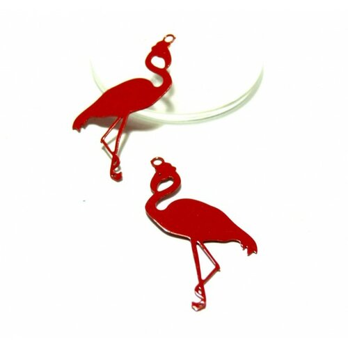 Ps110146642 lot de 20 estampes pendentif filigrane flamingo flamant rose rouge 27mm