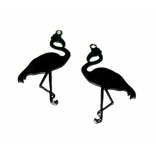 Ps110146645 pax de 20 estampes pendentif filigrane flamingo flamant rose noir 27mm