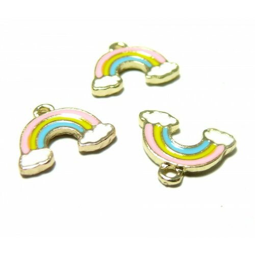 Ps110140312 pax 10 pendentifs arc en ciel résine style émaillés 15mm