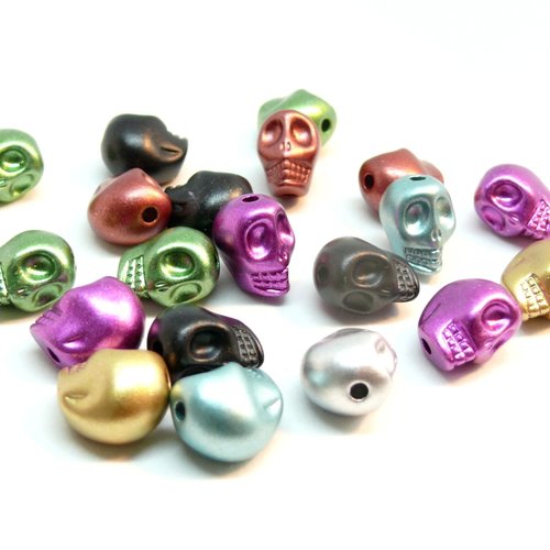 Ps1129973 pax 50 pendentifs perles intercalaire passants crane 13mm, tête de mort, halloween