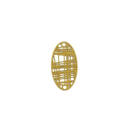 S110204891 pax 10 estampes pendentif connecteur filigrane ovale futuriste jaune moutarde de 24mm