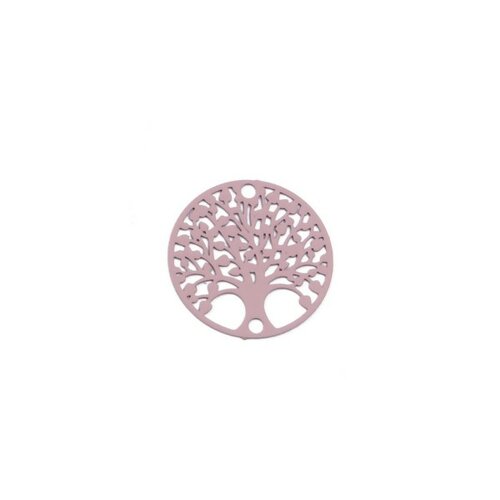 S110204876 pax 10 estampes pendentif connecteur filigrane medaillon arbre à coeur rose de 20mm