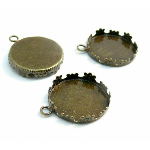 Bn1134588 pax 10 supports de pendentif couronne rond 20mm laiton couleur bronze
