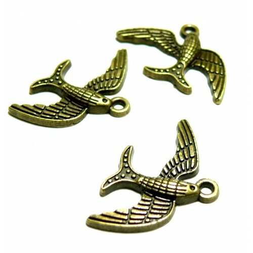 2y3102 lot de 25 breloques pendentifs oiseau hirondelle métal couleur bronze