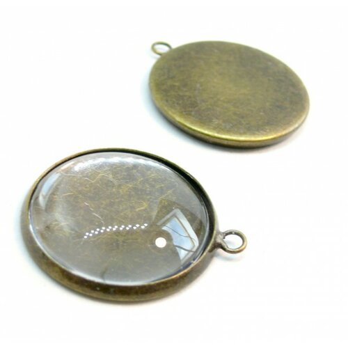 20 pièces: bn1123305br pax 10 supports de pendentif attache ronde 14mm couleur bronze et 10 cabochons