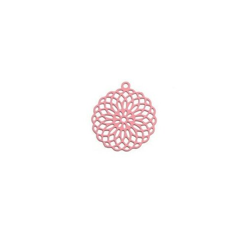 S110206555 pax 10 estampes pendentif connecteur filigrane rosace mandala rose 30mm
