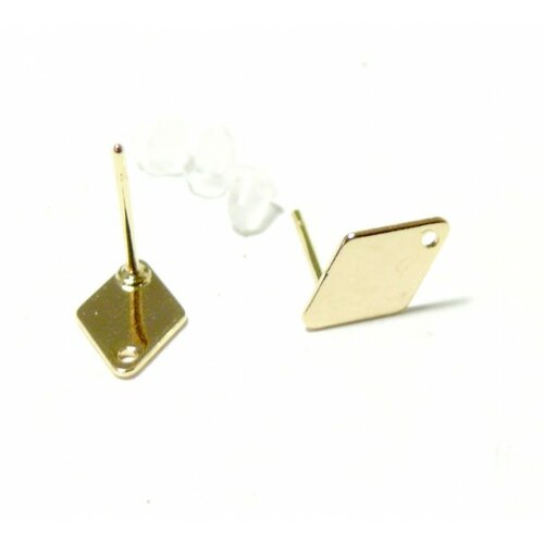 Ps110143464 pax 3 paires de boucle d'oreille puce losange 12 par 11mm cuivre couleur doré
