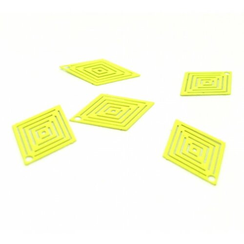 Ps110146631 pax 20 estampes pendentif filigrane petit losange jaune 19 par 14mm
