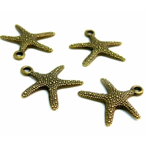 4 breloques étoile de mer couleur bronze 26 x 23 mm