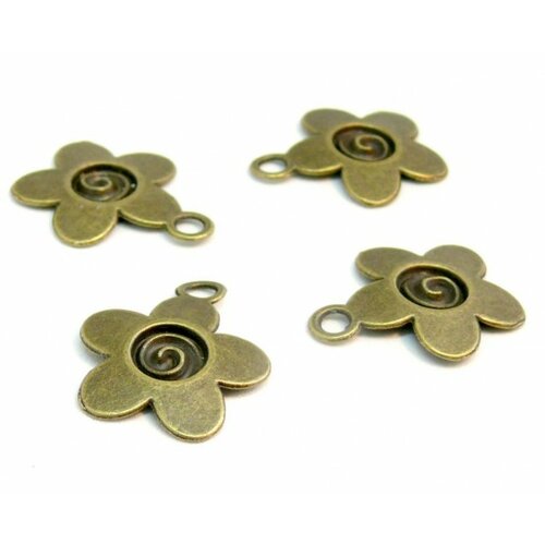 130613085951 pax 20 pendentifs breloque fleur spirales métal couleur bronze