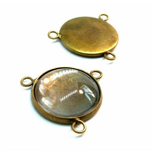 Bn1120692 20 pieces: pax 10 supports de pendentif connecteur triple 14mm couleur bronze et 10 cabochons