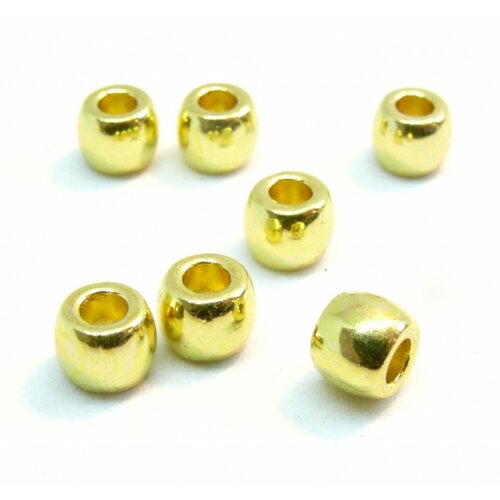 Ps110148388 pax 50 perles intercalaires tonneau lisse 6mm metal couleur doré