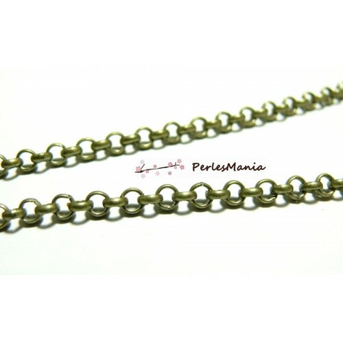 Pchs068 pax 5m chaine rollo metal couleur bronze maille 3 par 1mm pour création de colliers