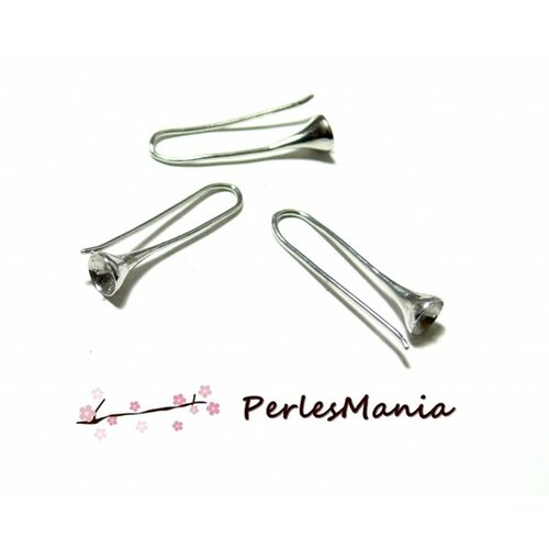 Pax 10 boucles d'oreille crochets trompette argent platine ref 090416212449