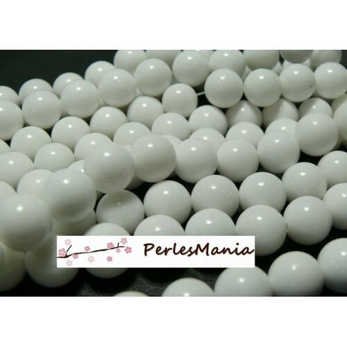 1 fil d'environ 39 perles jade mashan blanc 10mm hx1101