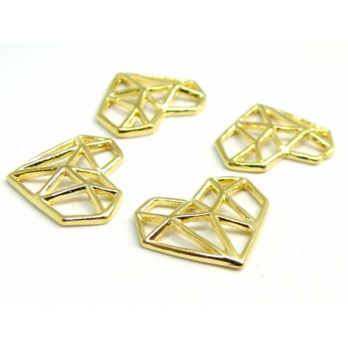 Ps110213669 pax 10 breloques pendentifs coeur origami métal couleur doré